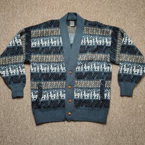 TEJIDOS RUMINAHUI Sweater Adult OSFA Ecuadorian Wool Cardigan Alpaca Pattern
